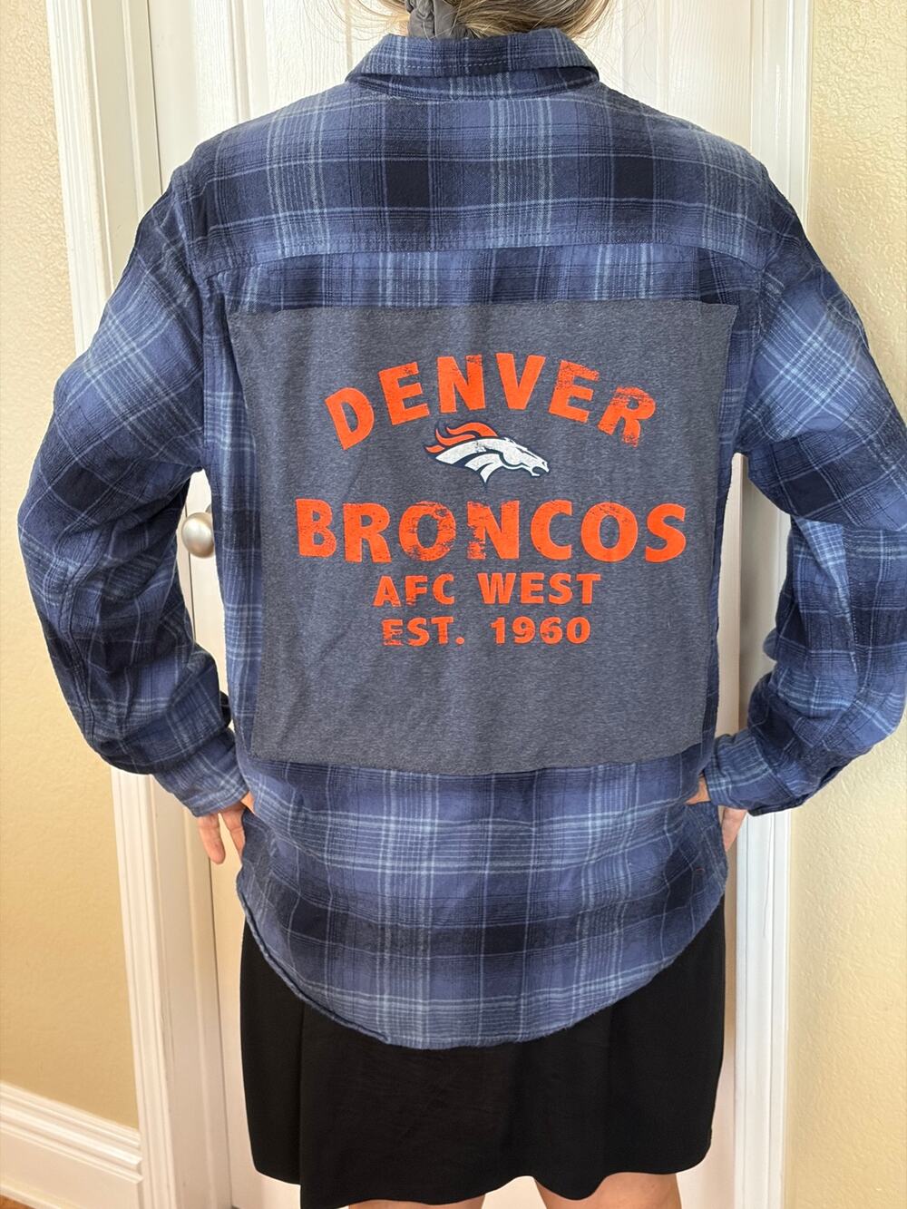 Denver Broncos NFL UpcycledFlannel Shirt Unisex Large L